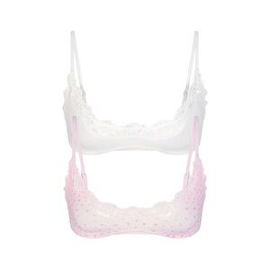 NWT SKIMS FITS EVERYBODY Pink Floral and White Lace Bralette 2 pack